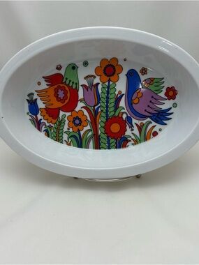 Royal Crown Paradise Porcelain Casserole Dish Birds Floral VTG 33-696 Ovenware